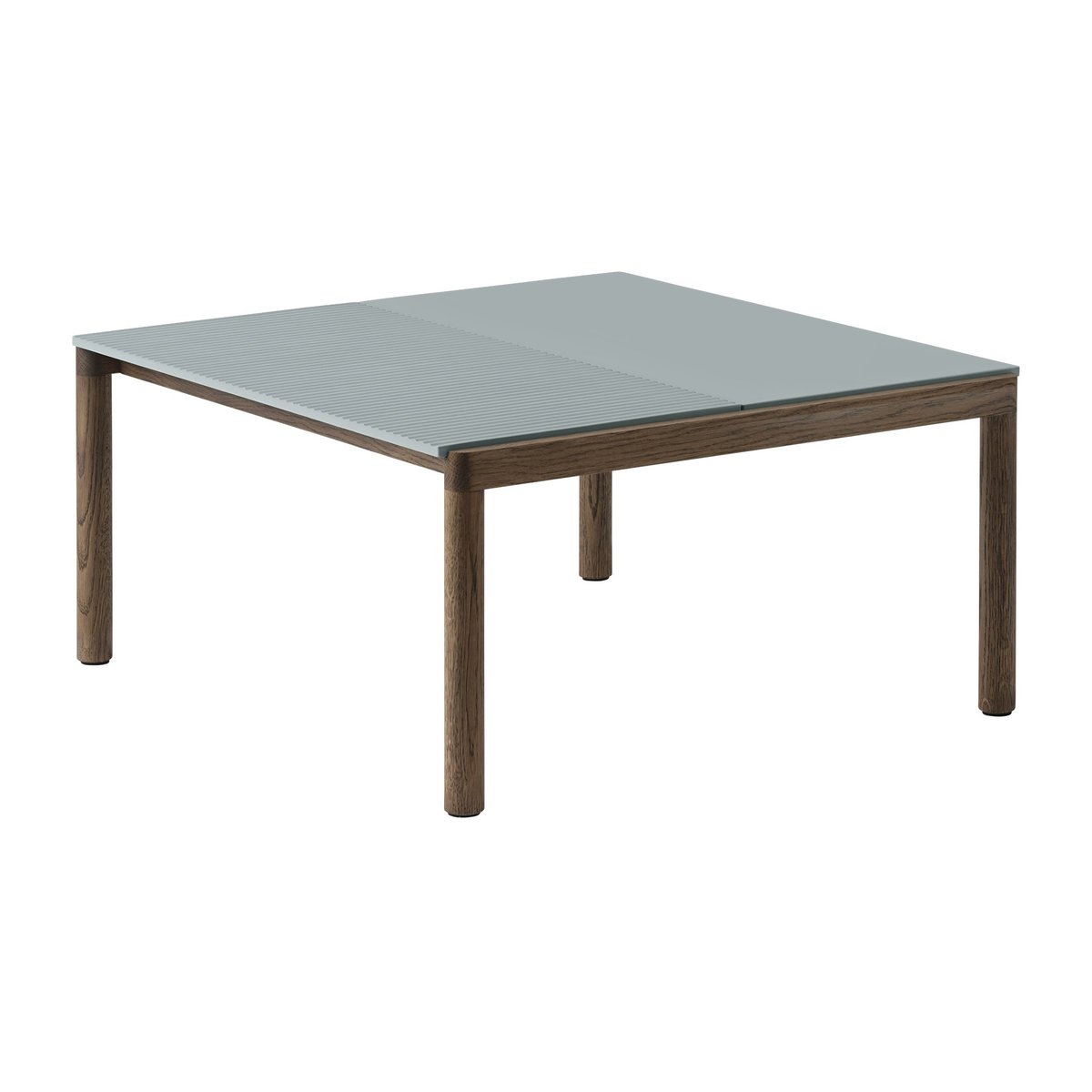 Muuto Couple 1 Plain-1 Wavy coffee table 80x84x40 cm Pale blue-dark oiled oak