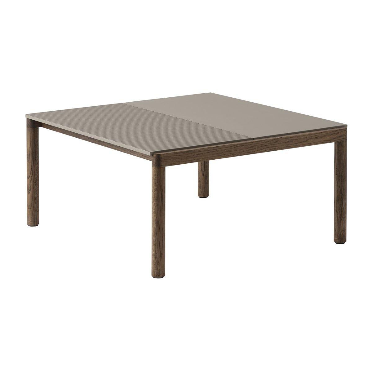 Muuto Couple 1 Plain-1 Wavy coffee table 80x84x40 cm Taupe-dark oiled oak