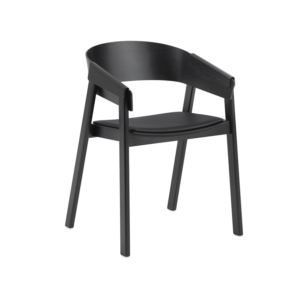 Muuto Cover chair upholstered seat Refine leather black-Black