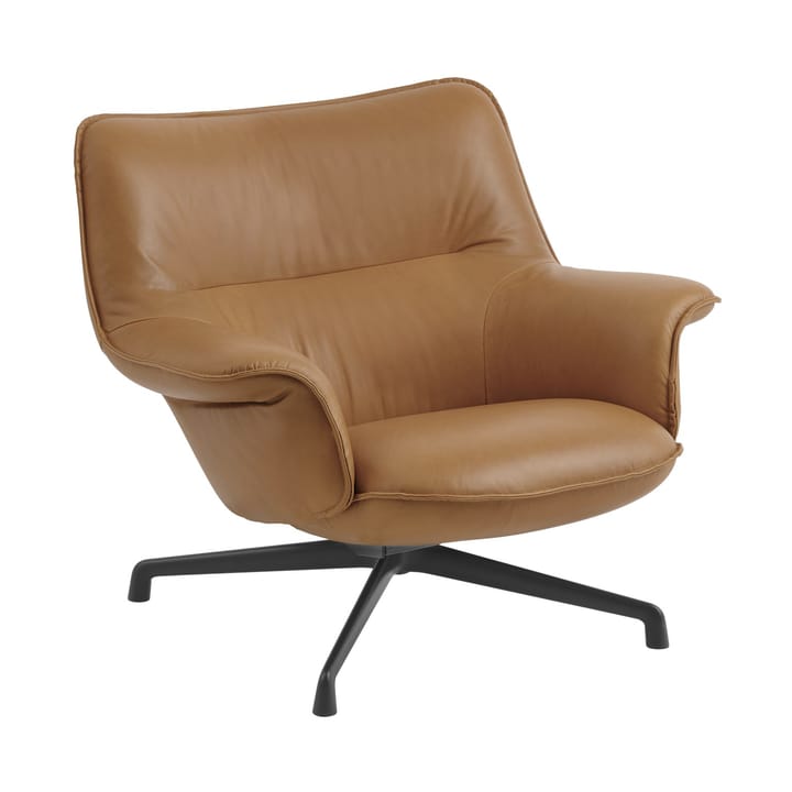 Doze armchair low swivel base - Refine leather cognac-black - Muuto