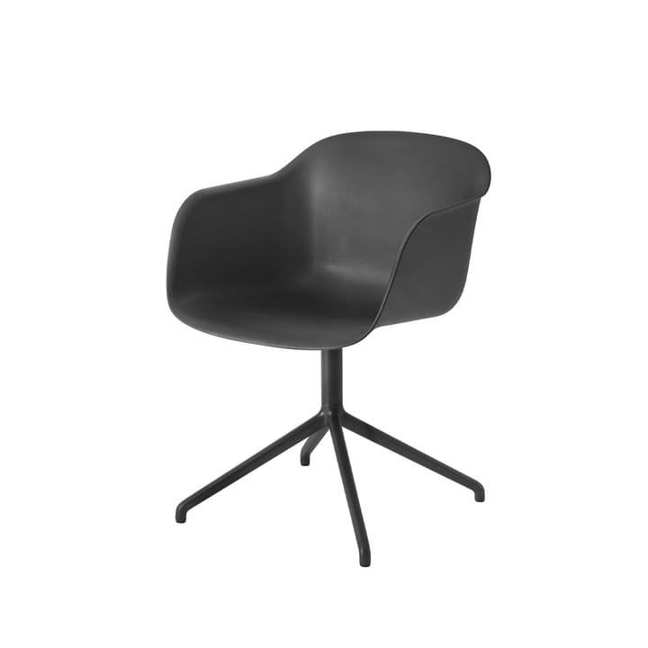 Fiber armchair office chair swivel base with return, Black-anthracite black base Muuto