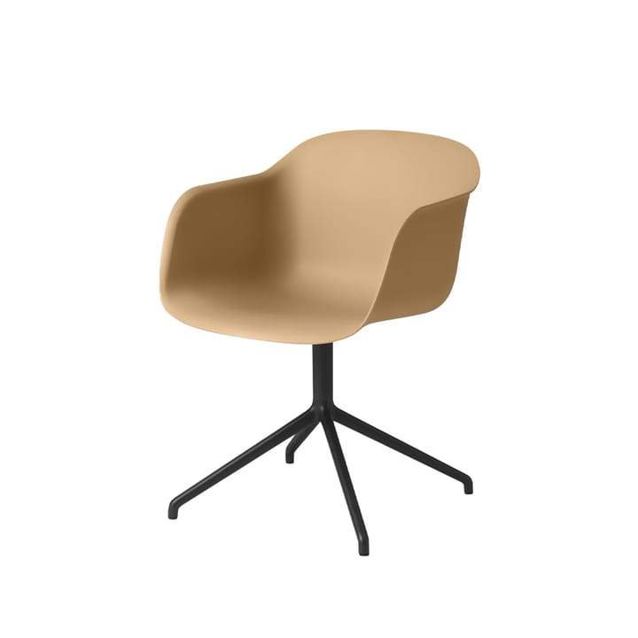 Fiber armchair office chair swivel base with return - Ochre-anthracite black - Muuto