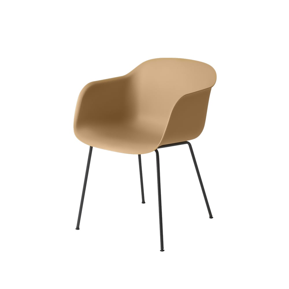 Muuto Fiber armchair tube base Ochre-Anthracite Black