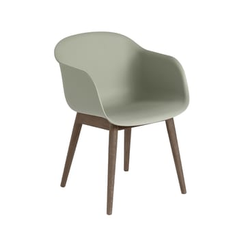 Fiber armchair wooden legs - Dusty green, dark brown stained legs - Muuto