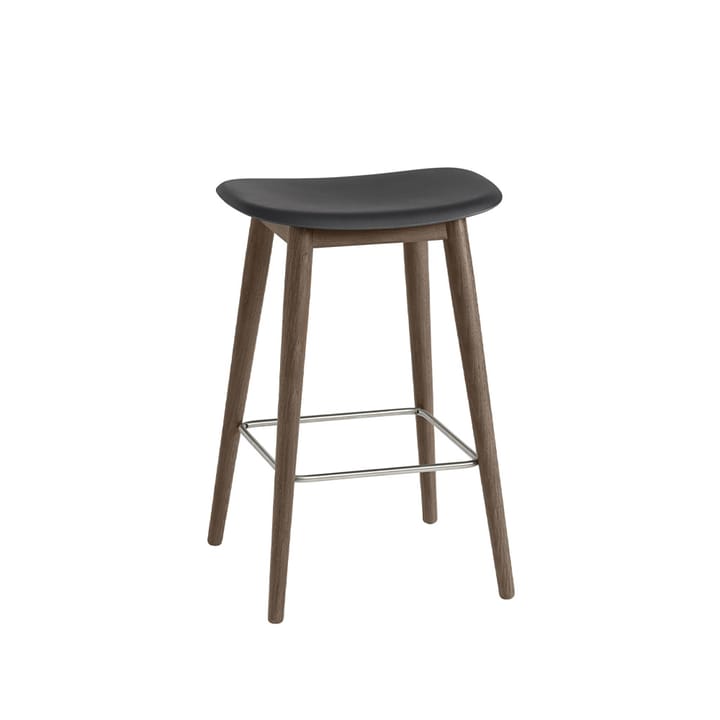 Fiber bar stool 75 cm - Black, dark brown stained legs - Muuto