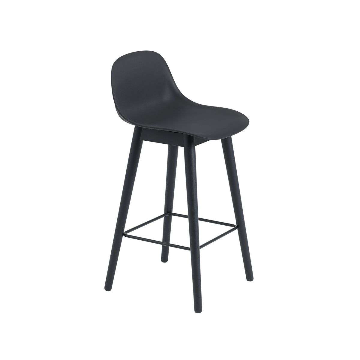 Muuto Fiber barstool with backrest 65 cm Black-black legs