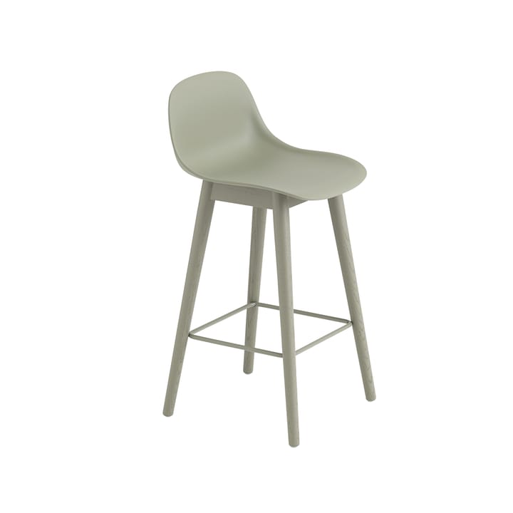 Fiber barstool with backrest 65 cm - Dusty green-green legs - Muuto