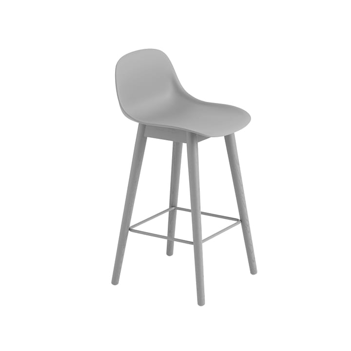 Fiber barstool with backrest 65 cm - Grey-grey legs - Muuto