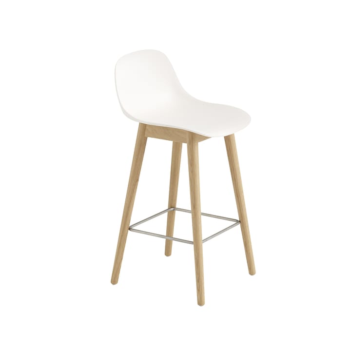 Fiber barstool with backrest 65 cm - Natural white-oak legs - Muuto