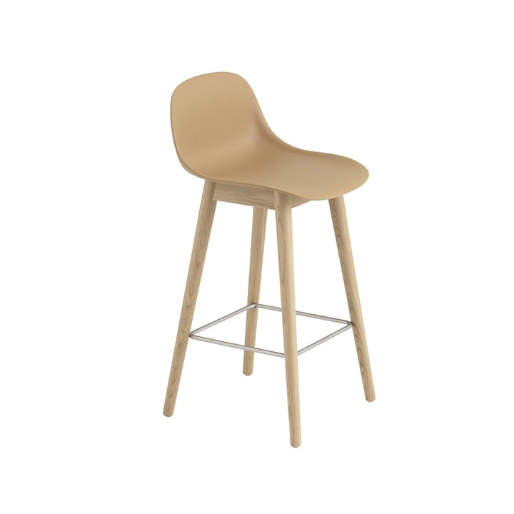 Fiber barstool with backrest 65 cm - Ochre-oak legs - Muuto