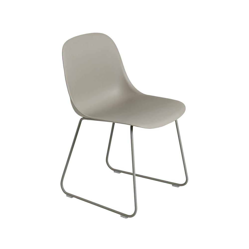 Muuto Fiber chair steel sled base plastic seat Grey-grey