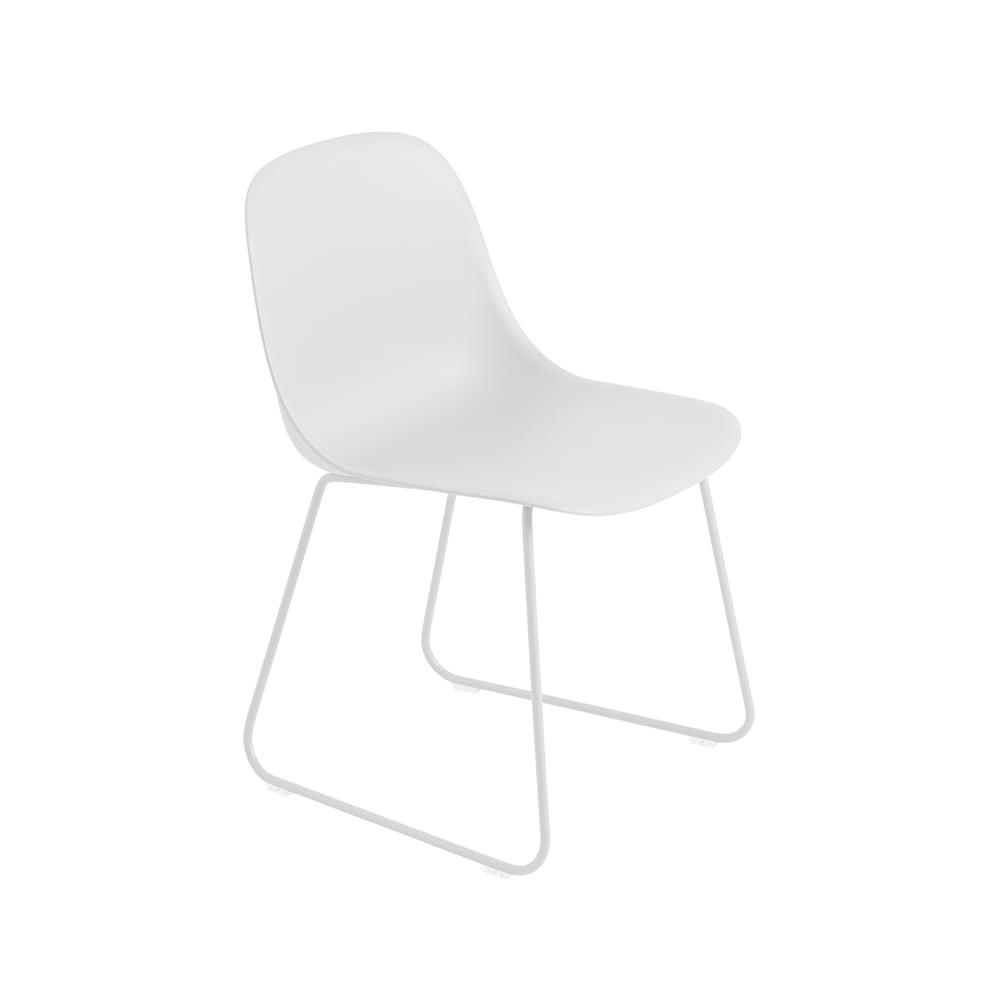 Muuto Fiber chair steel sled base plastic seat Natural white-white