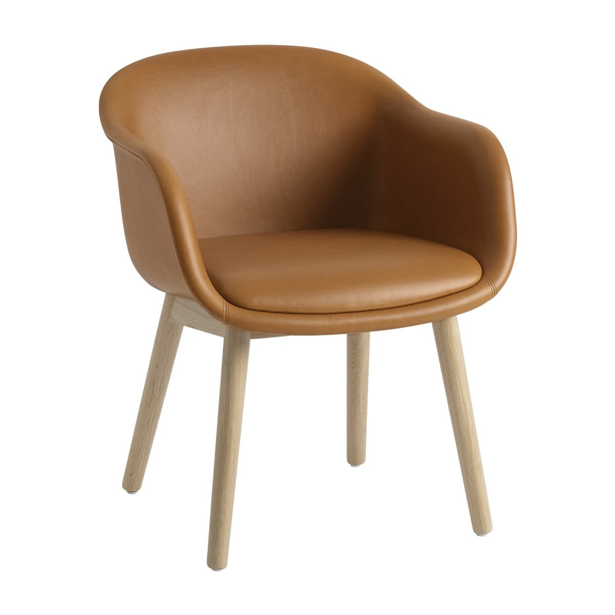 Muuto Fiber Conference Armchair with wooden legs Refine leather cognac-oak