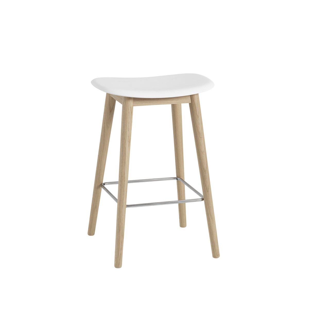 Muuto Fiber counter stool 65 cm White, oak legs