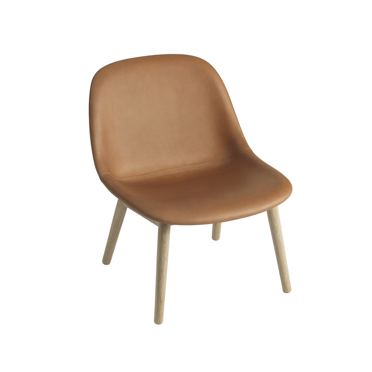 Muuto Fiber Lounge armchair with oak legs Refine leather cognac