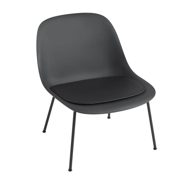 Fiber lounge chair cushion, black leather Muuto