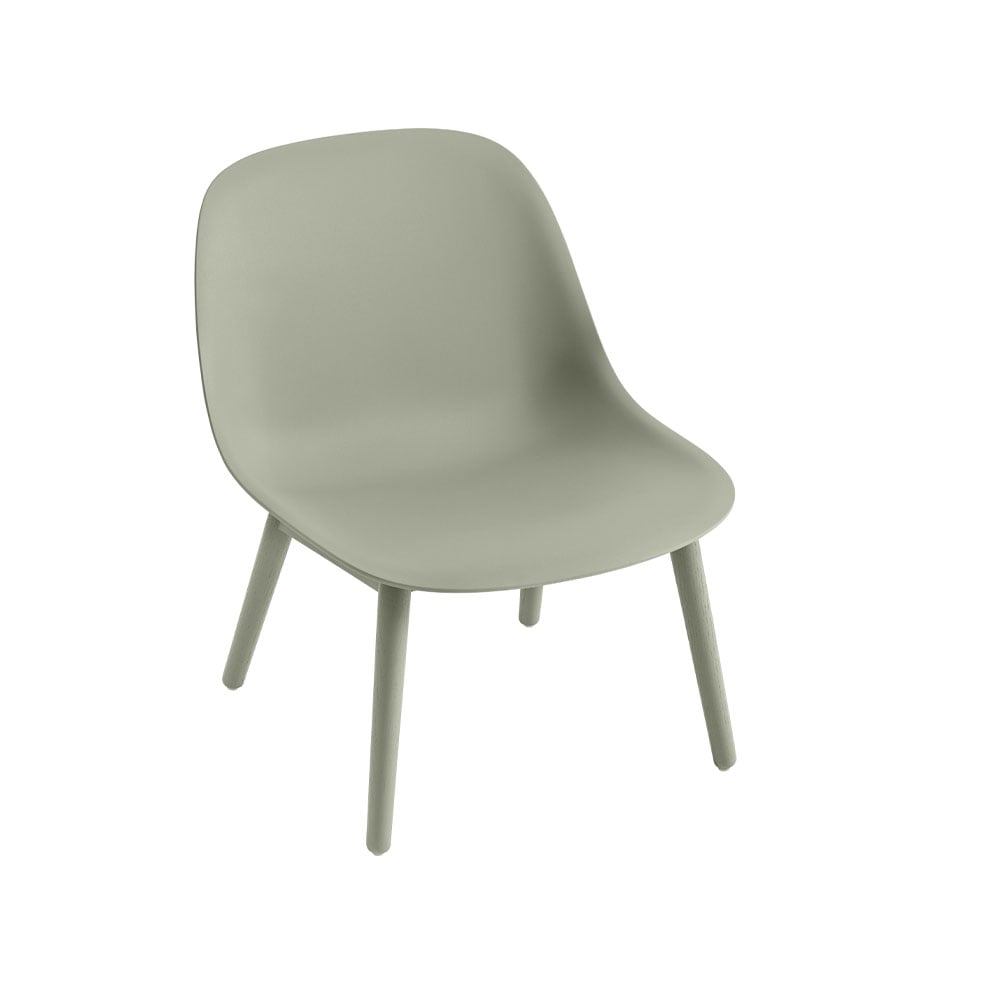 Muuto Fiber lounge chair wood base Dusty green, dusty green legs