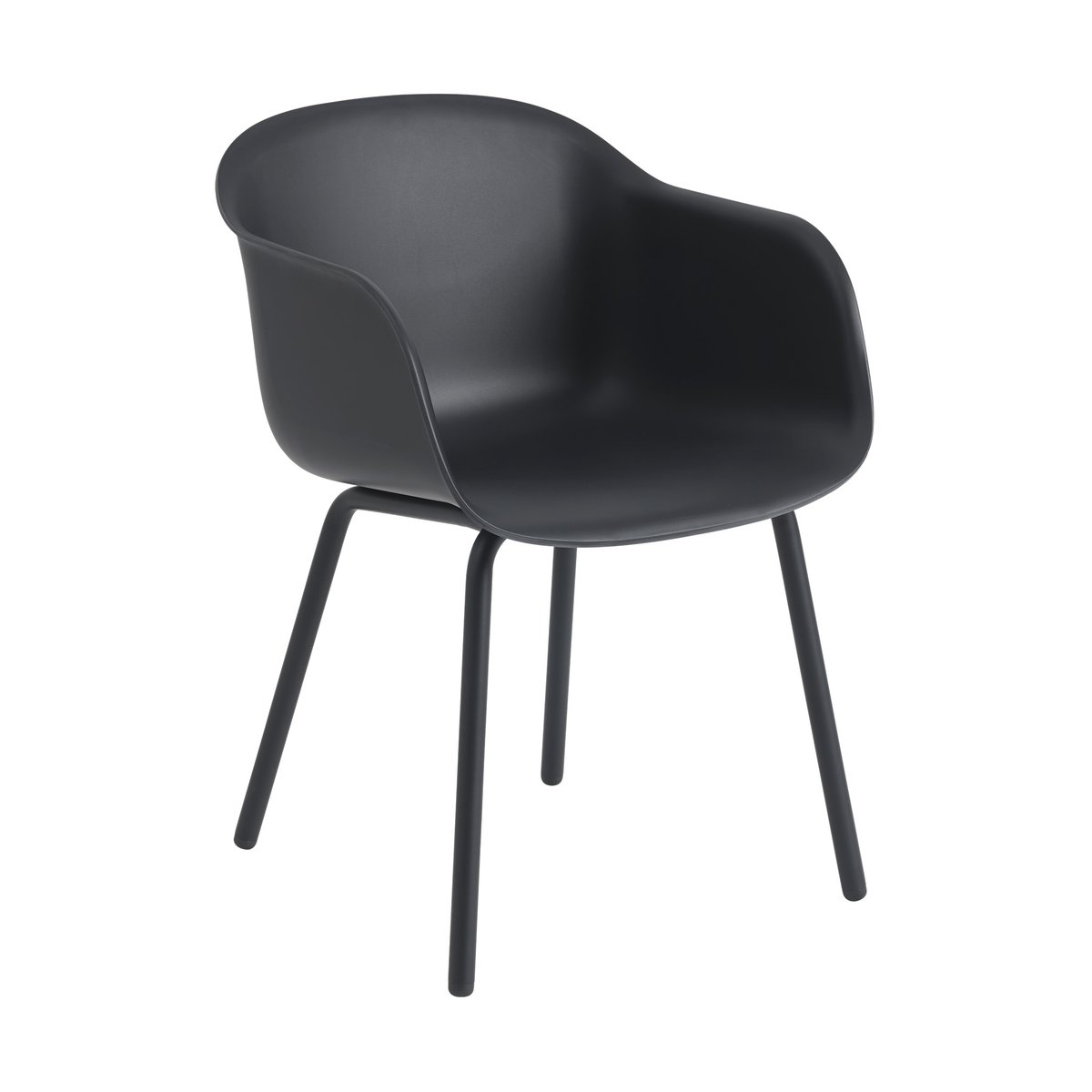 Muuto Fiber Outdoor armchair with steel legs Anthracite black (plastic)