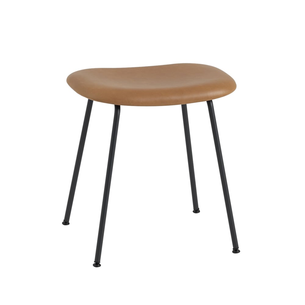 Muuto Fiber stool Leather cognac, black steel stand