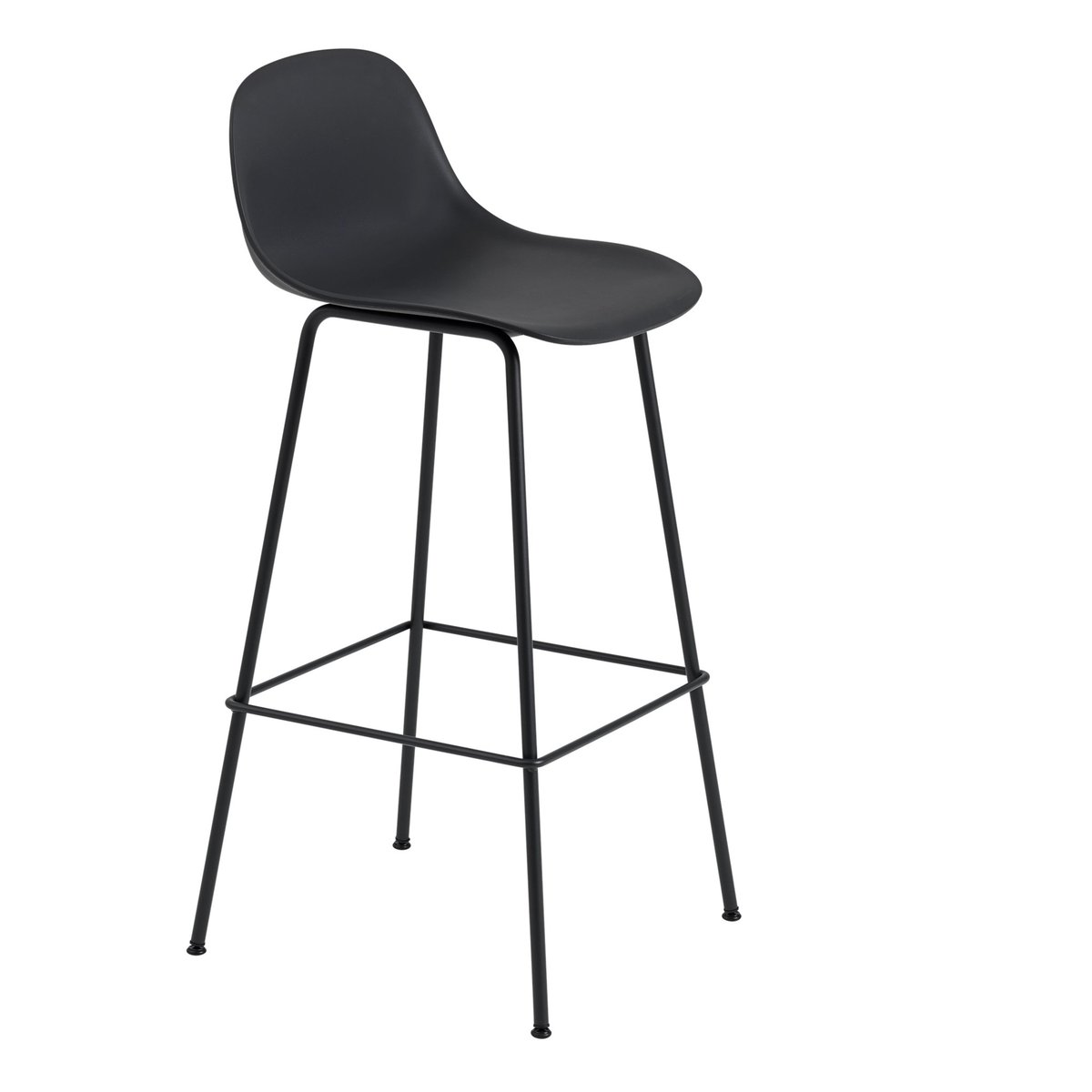 Muuto Fiber Tube Bar Chair With Back Rest 75 Cm Black