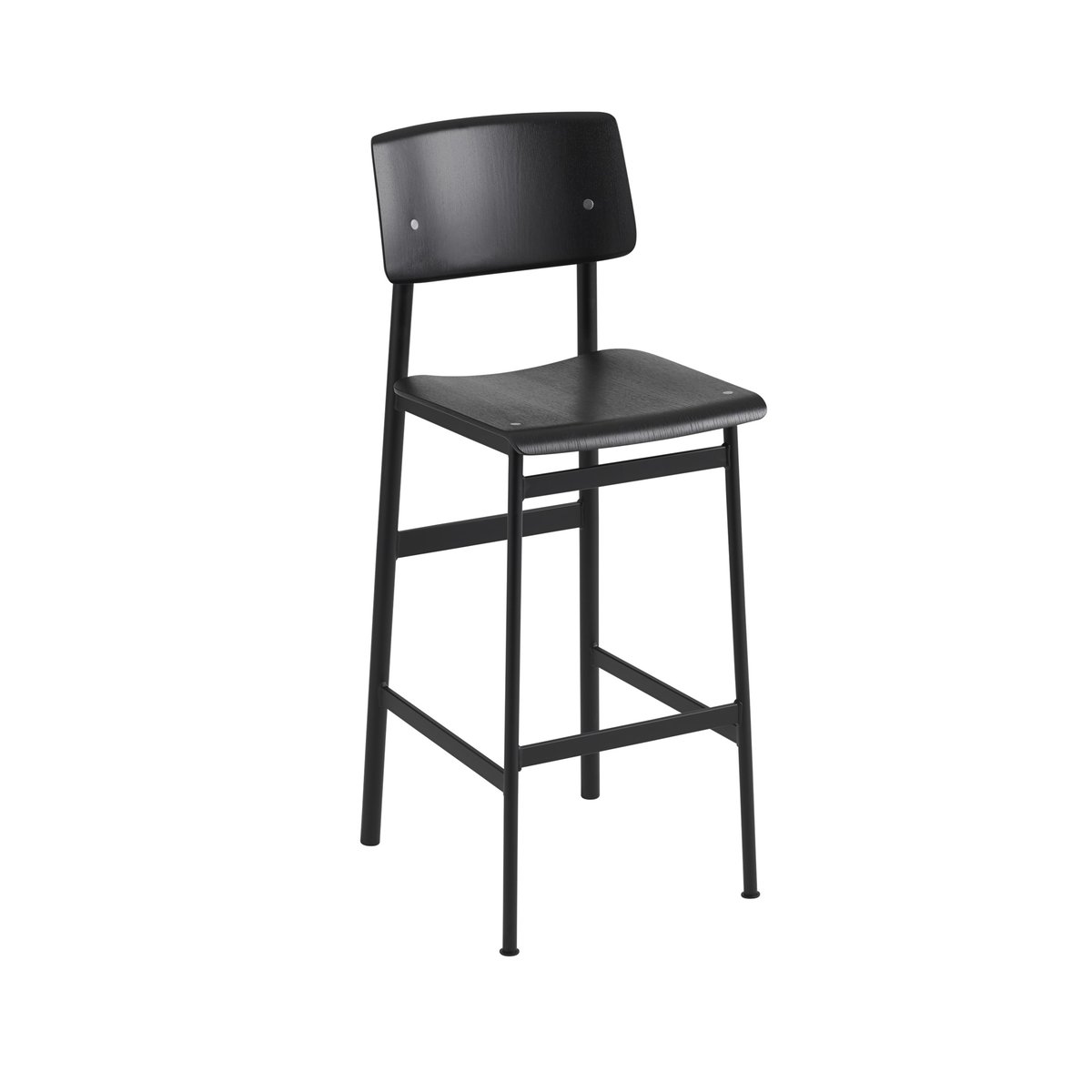 Muuto Loft barstool Black, high, black steel legs