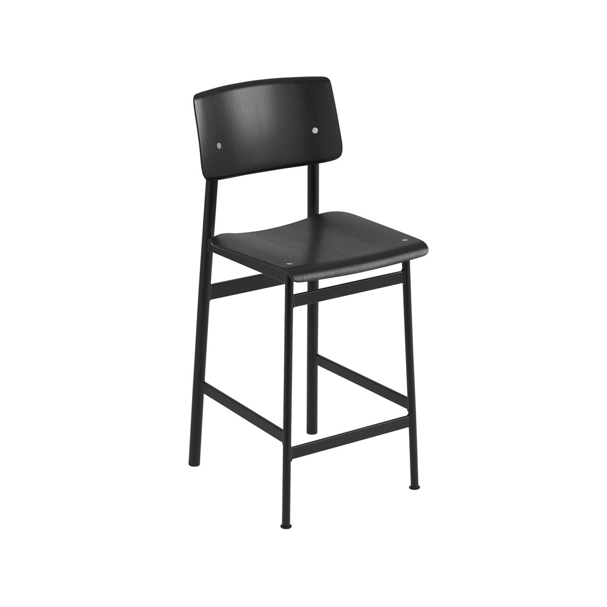 Muuto Loft barstool Black, low, black steel legs