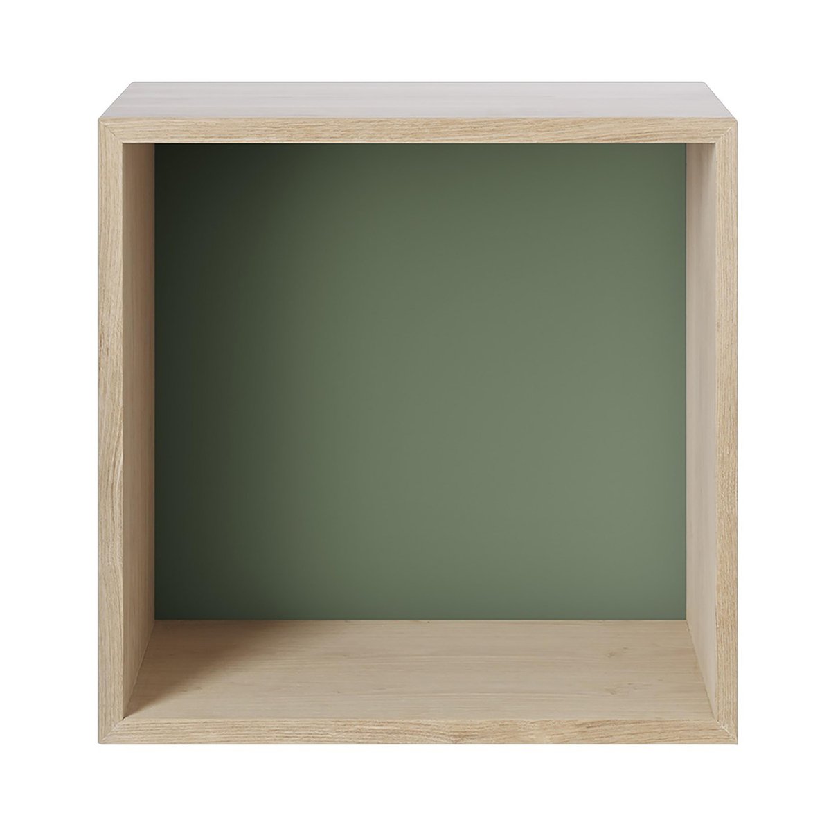 Muuto Mini stacked 2.0 shelving, medium oak, green