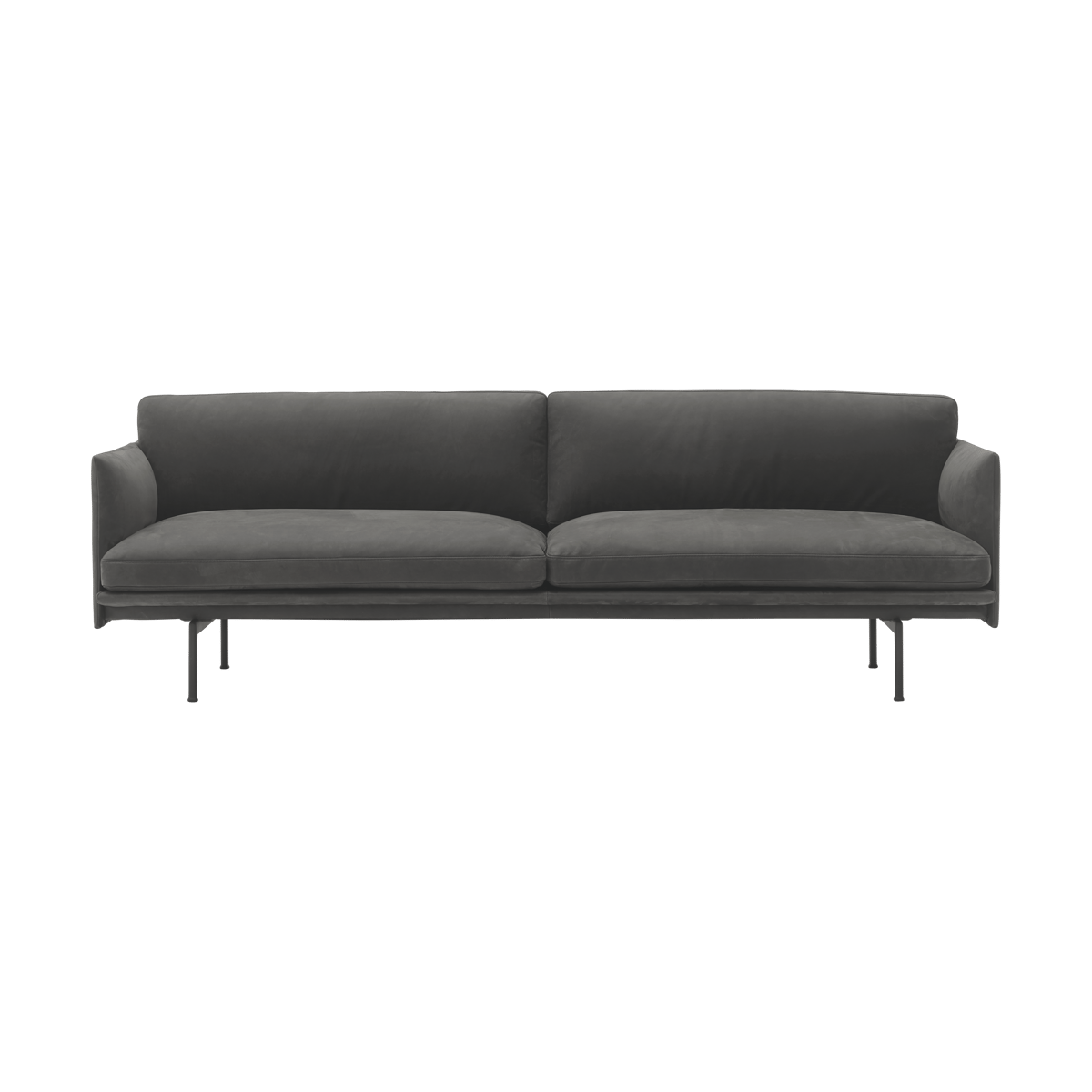 Muuto Outline 3-seater sofa leather Grace leather Camel-black legs