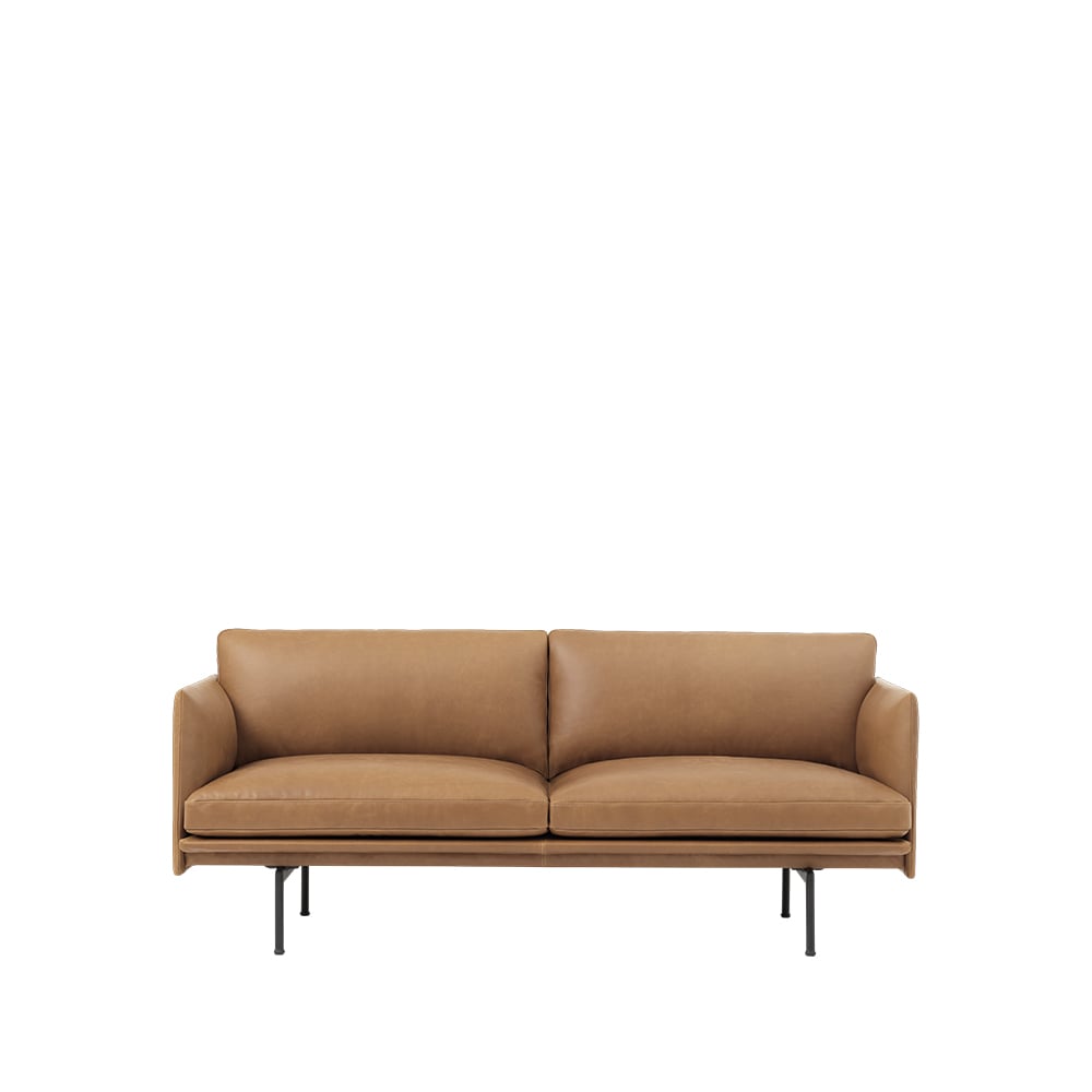 Muuto Outline sofa 2-seat Refine leather cognac-Black