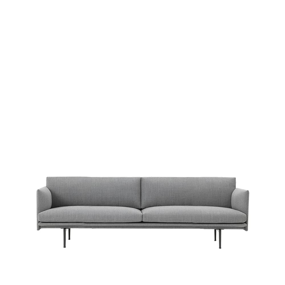 Muuto Outline sofa 3-seat fabric Fabric fiord 151 grey. black leg