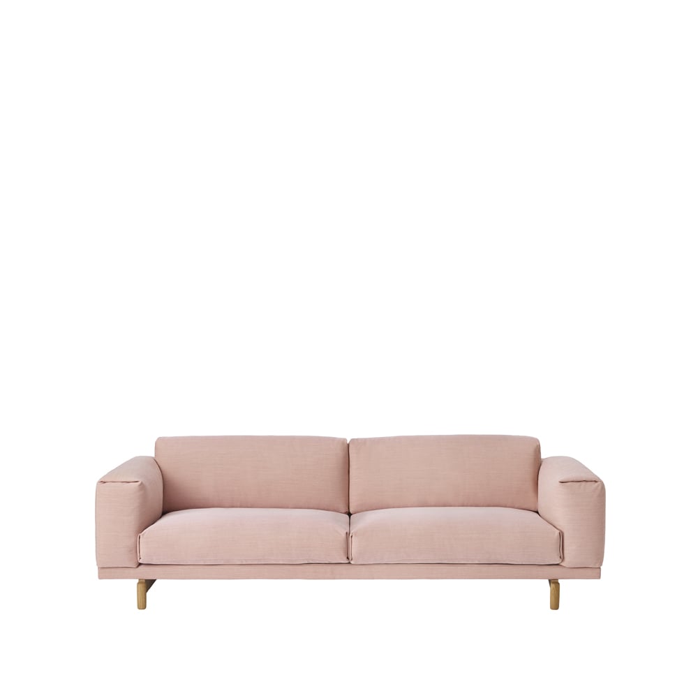 Muuto Rest sofa 3-seat fabric steelcut trio 515 rose. oak legs