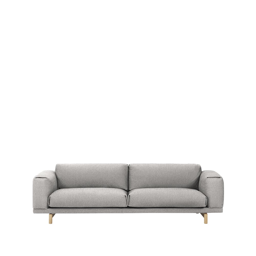 Muuto Rest sofa 3-seat fabric vancouver 14 light grey. oak legs