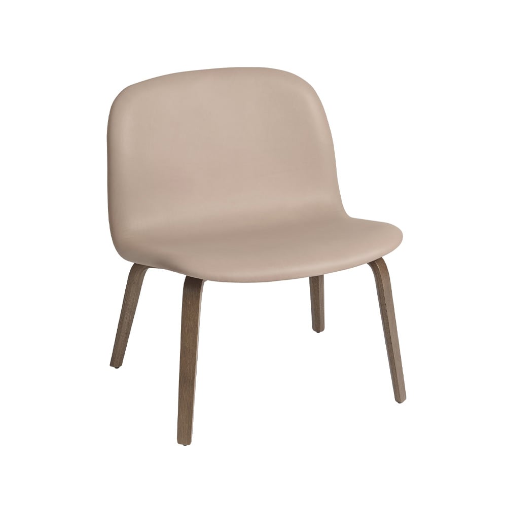 Muuto Visu lounge chair upholstered chair Refine leather beige-Brown oak