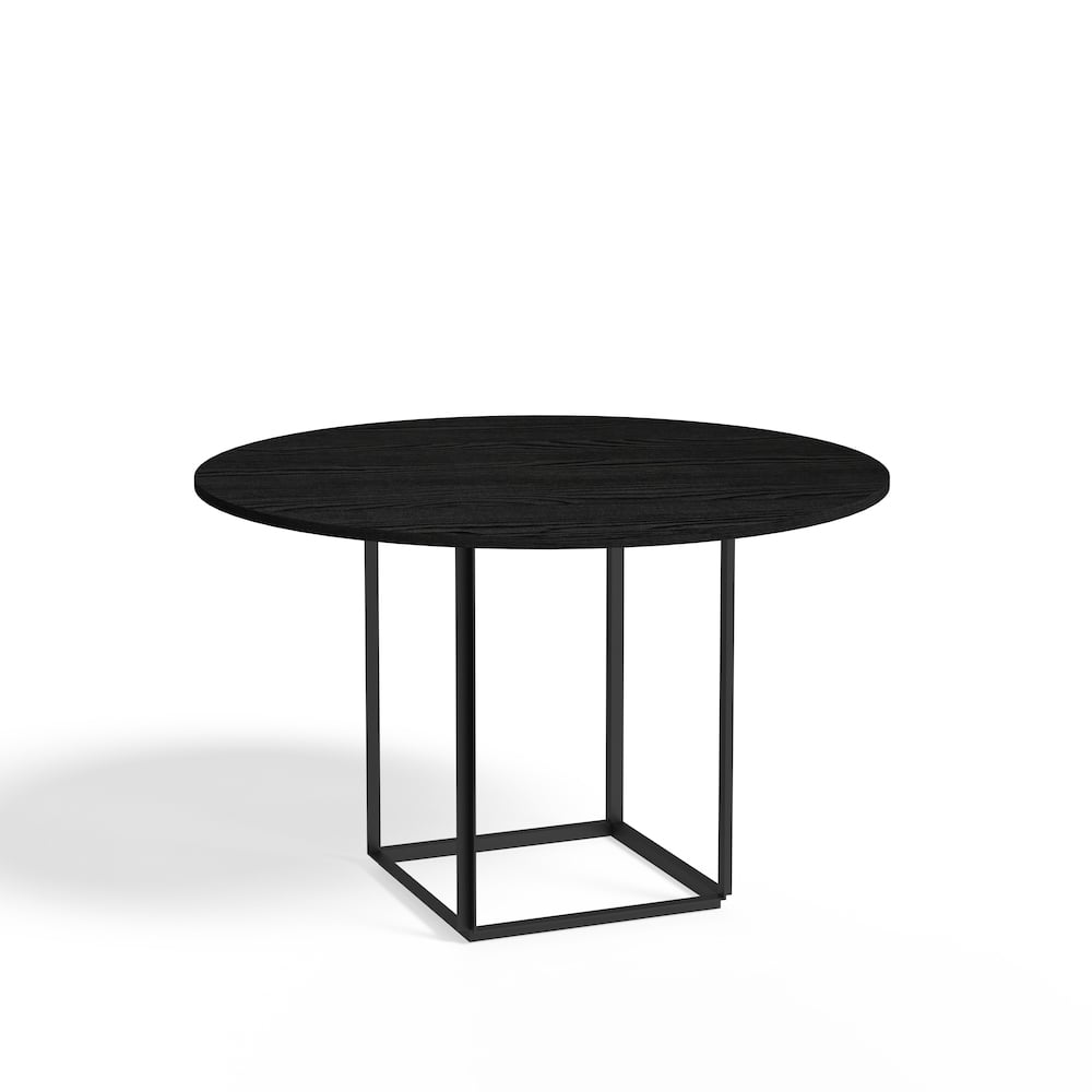 New Works Florence round dining table Black ash-ø120 cm-black stand