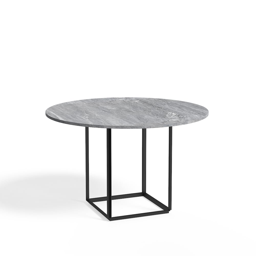 New Works Florence round dining table Grey ruivina marble. ø120 cm. black stand