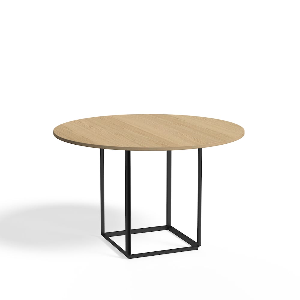 New Works Florence round dining table Natural oak. ø120 cm. black stand