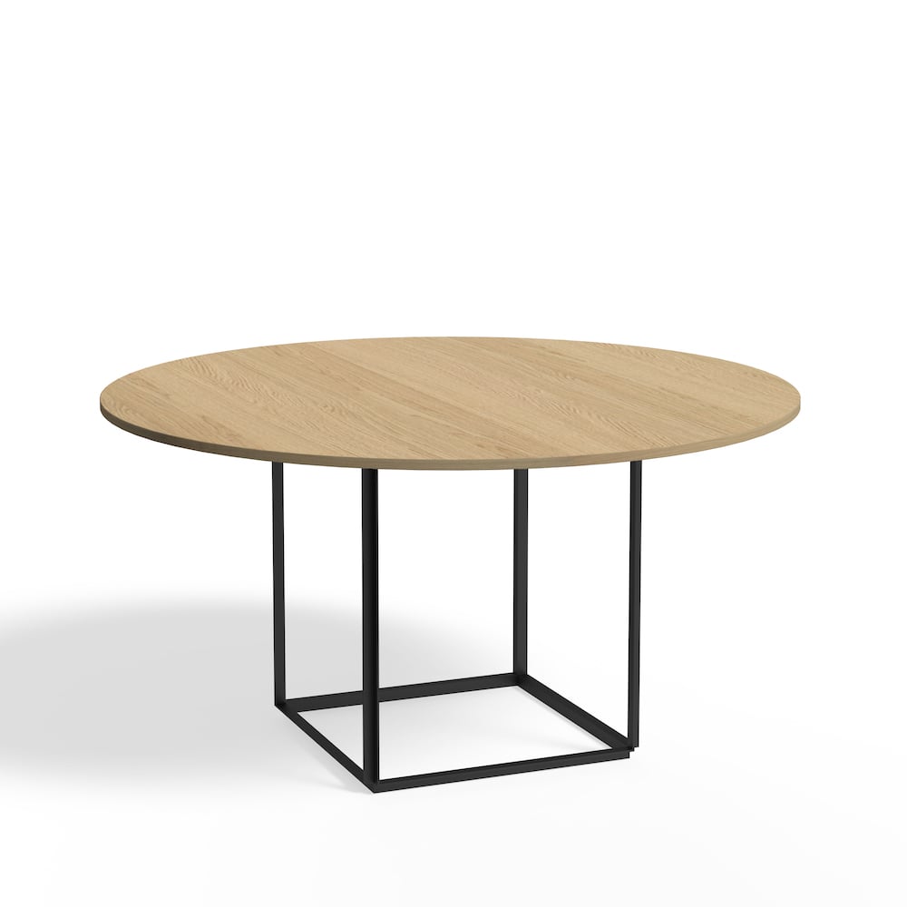 New Works Florence round dining table Natural oak. ø145 cm. black stand