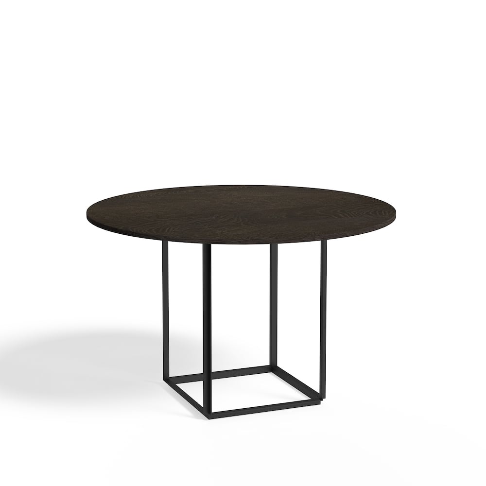 New Works Florence round dining table Smoked oak. ø120 cm. black stand