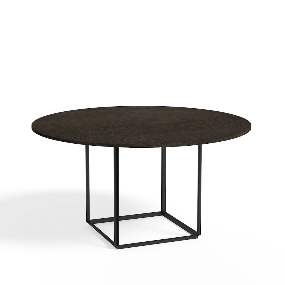 New Works Florence round dining table Smoked oak. ø145 cm. black stand