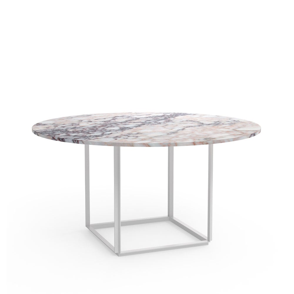 New Works Florence round dining table White viola marble. ø145 cm. white stand