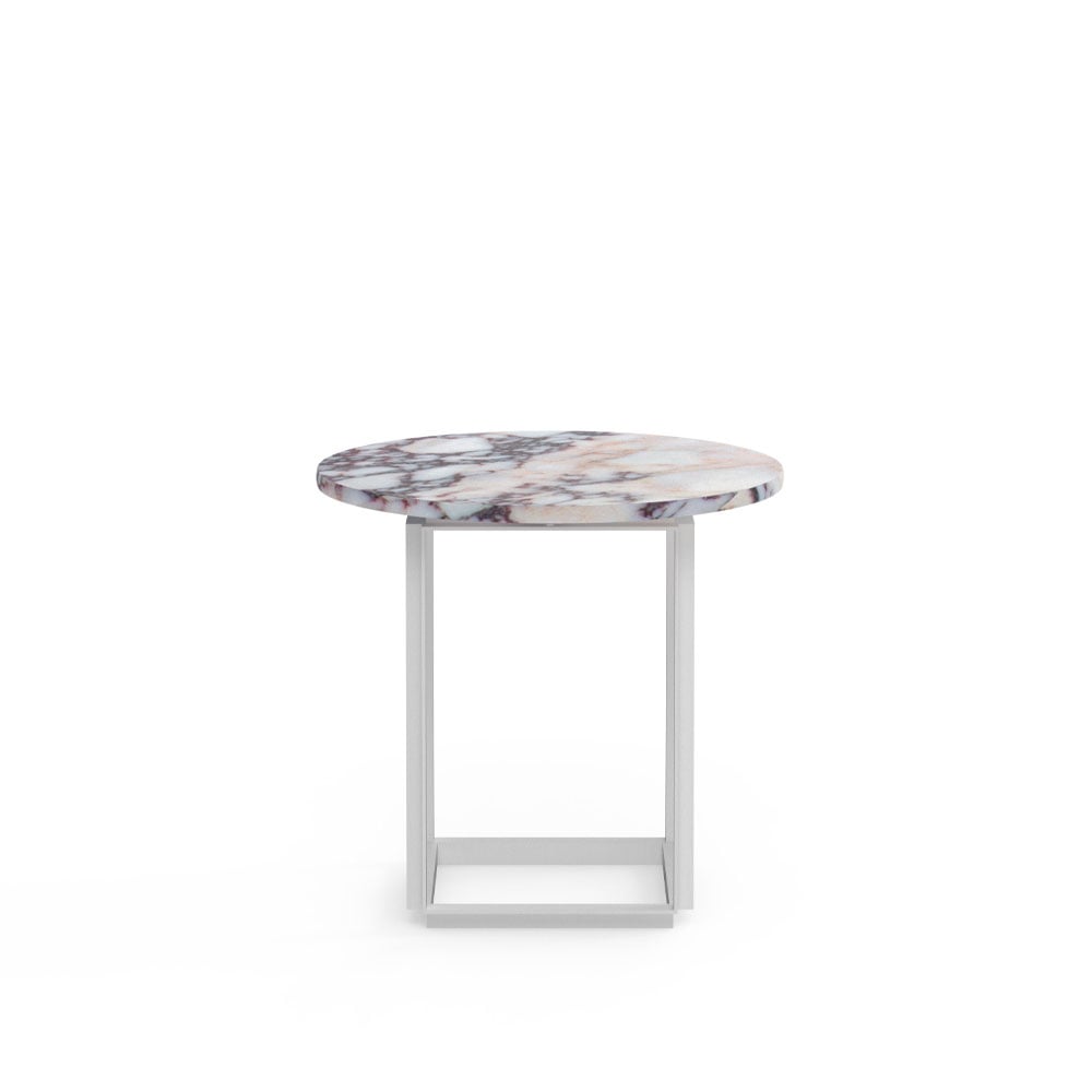 New Works Florence side table White viola marble. ø50 cm. white stand