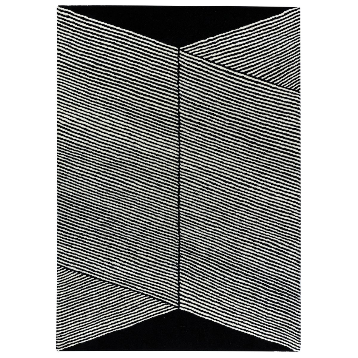 NJRD Rectangles wool rug black 200x300 cm