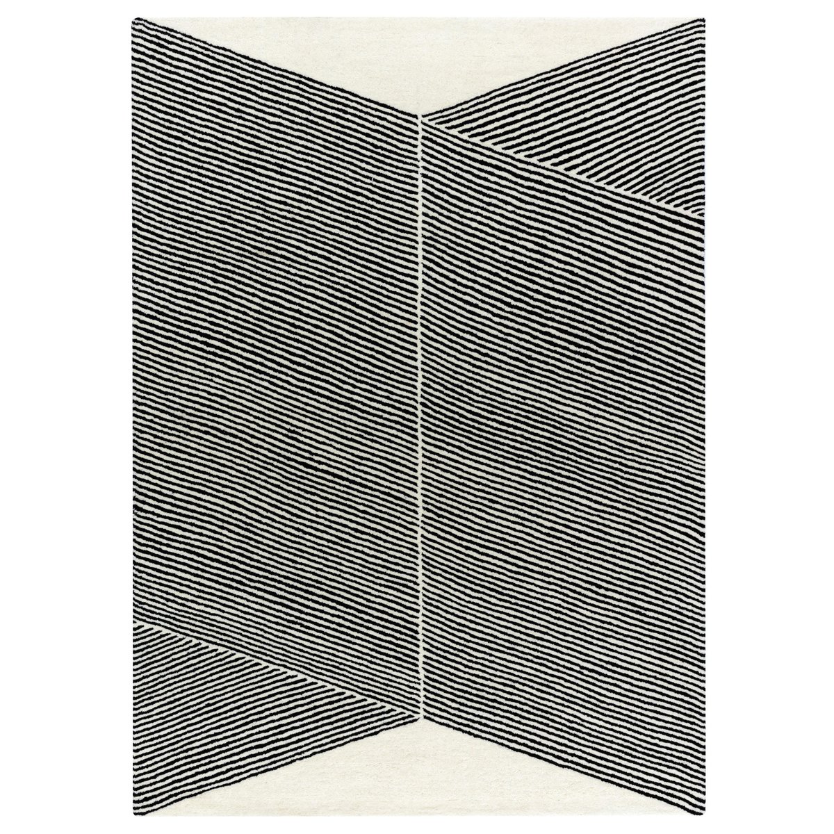 NJRD Rectangles wool rug natural white 200x300 cm