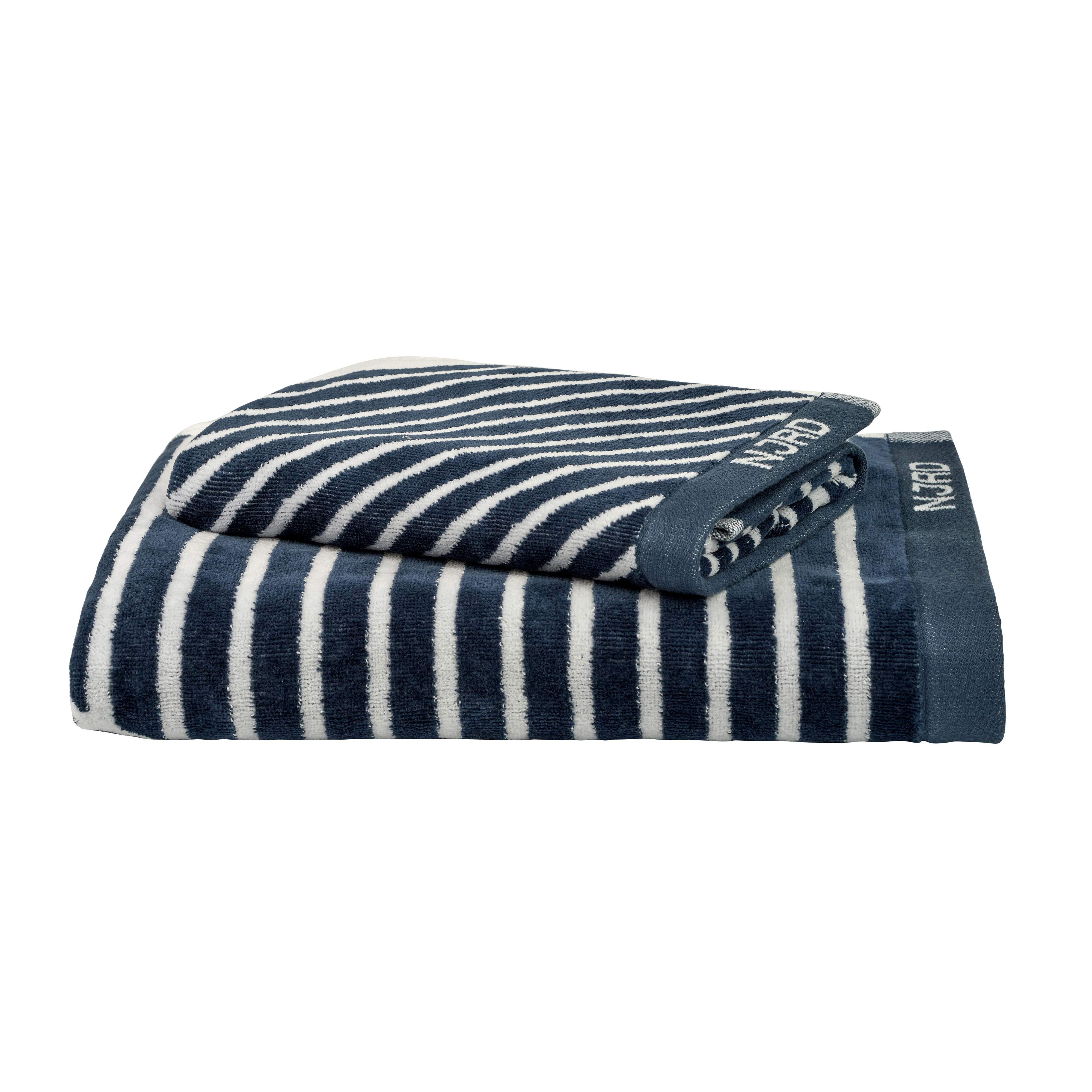 Navy blue striped online towels