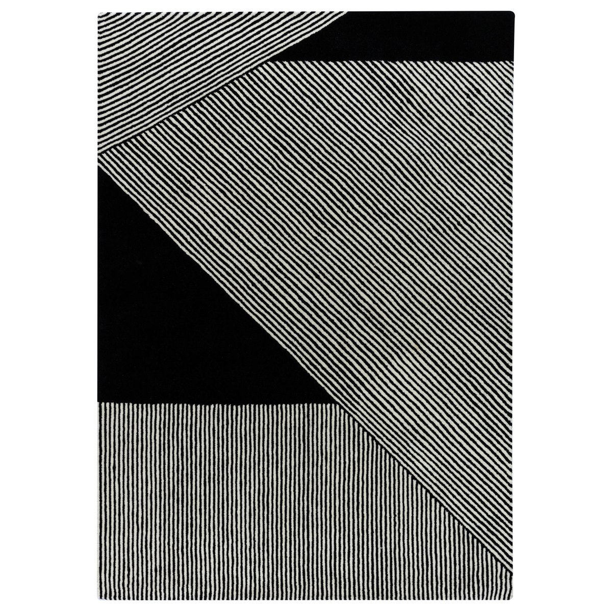 NJRD Stripes wool rug black 200x300 cm