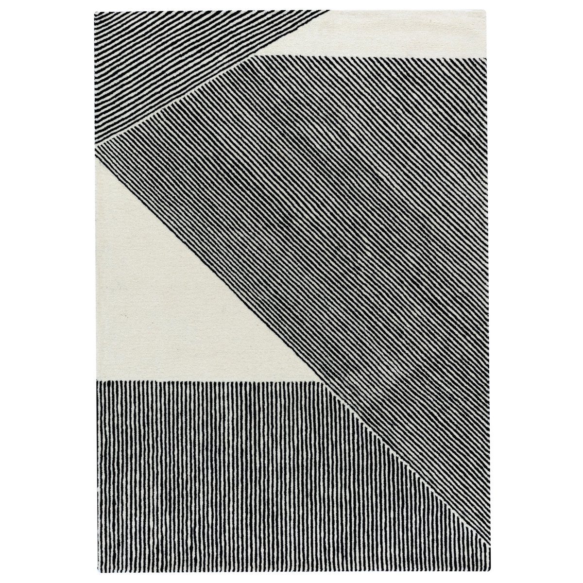 NJRD Stripes wool rug natural white 200x300 cm