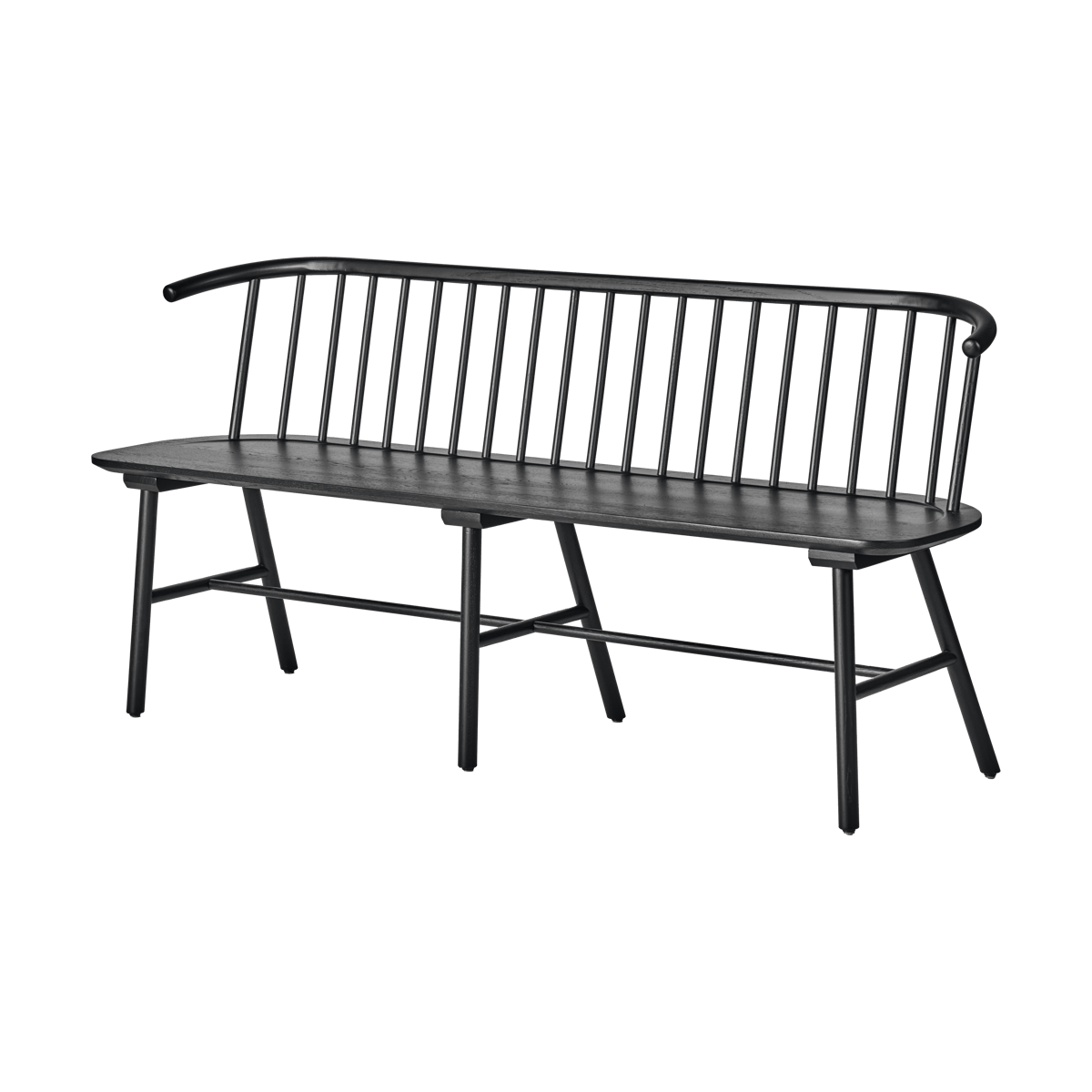 NJRD VIOR bench with backrest Black lacquered oak