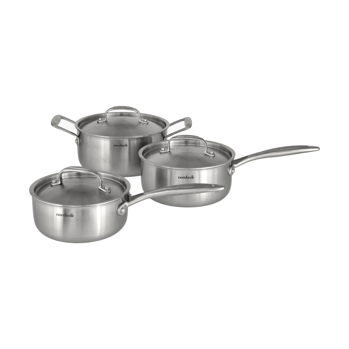 Nordwik Nordwik cookware set 3-ply 3-pieces 1.5 L, 2 L, 3 L