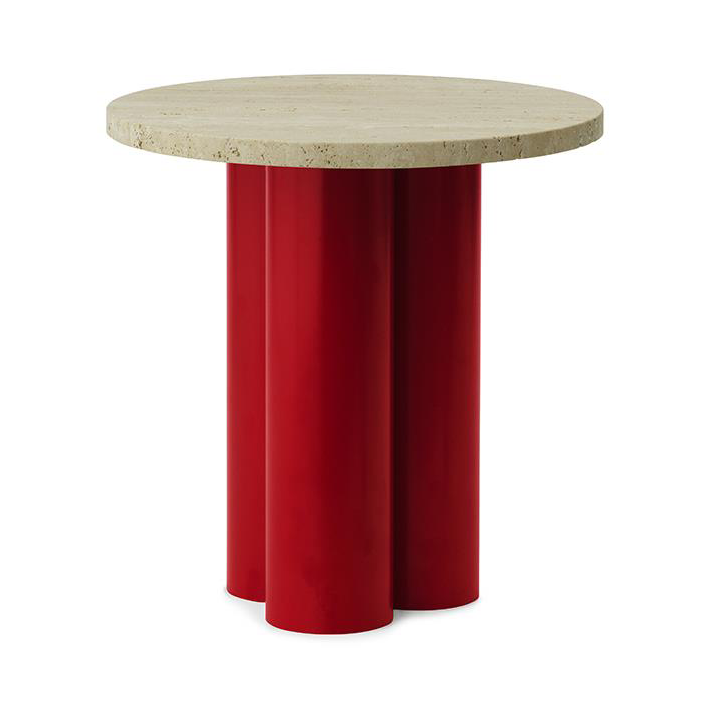 Normann Copenhagen Dit side table Ø40 cm Travertine Light-bright red