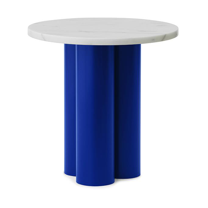 Normann Copenhagen Dit side table Ø40 cm White Carrara-bright blue